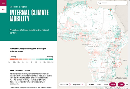 Image of a map showing climate mobility in Africa
